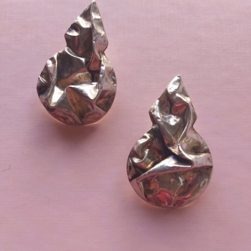 Women's earrings used, elegant silver (1000) vintage clip-on