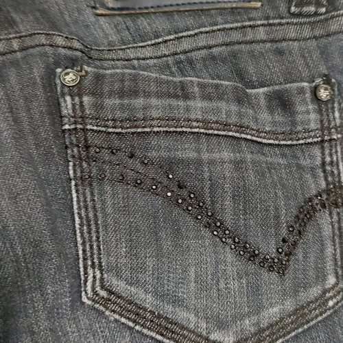 Jean elastic pants with rhinestones, size small, black-gray