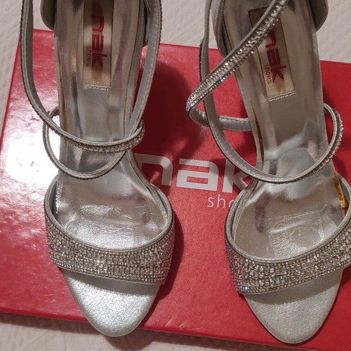 Nak high-heeled bridal sandals No 38 like new with rhinestones