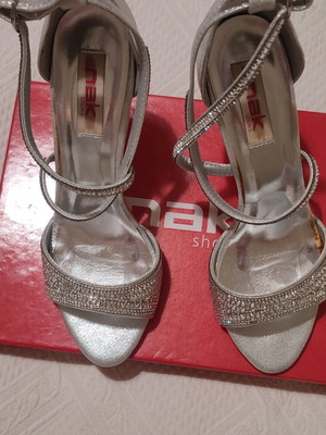 Nak high-heeled bridal sandals No 38 like new with rhinestones
