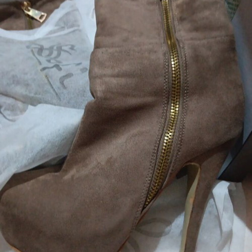 Velvet ankle boots, brown, size 38