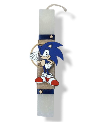 Παιδική λαμπάδα Sonic καινούργια, λευκή με φιγούρα