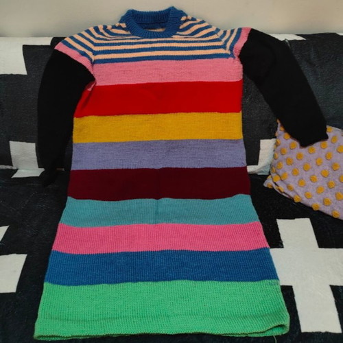 Knitted colors pride dress handmade, multicolor, size L