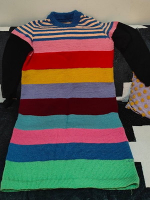 Knitted colors pride dress handmade, multicolor, size L