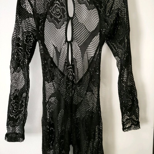 Shein lace mesh bodysuit new, red, size L