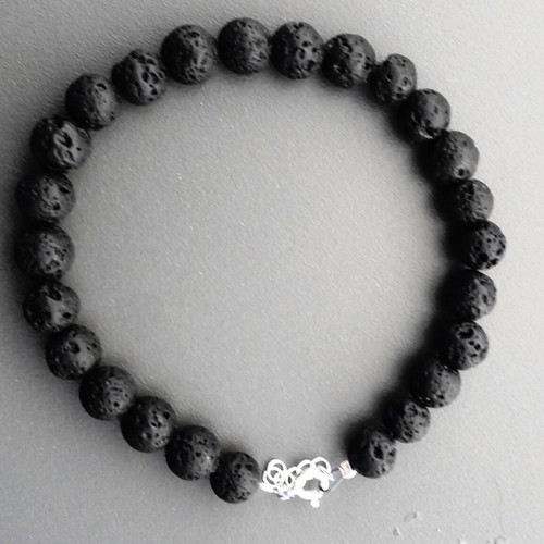 Santorini bracelet with natural black lava and 925 silver, handmade, new