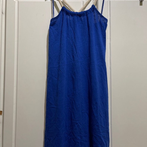 Women's mini dress blue electric used with rope and golden threads