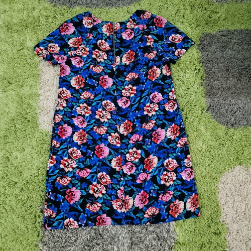 Atmosphere blue electric floral pattern dress women size L like new