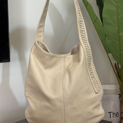 Callista Crafts Leather Hobo Shoulder Bag cream beige used