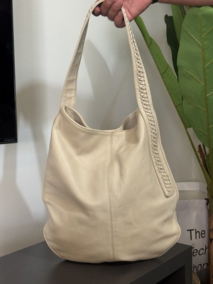 Callista Crafts Leather Hobo Shoulder Bag cream beige used