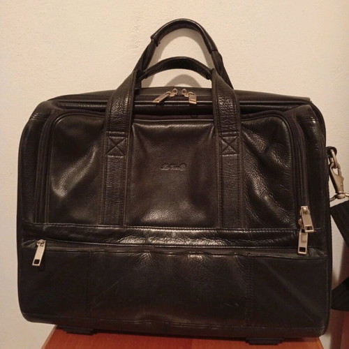 Lavor leather travel bag used, black