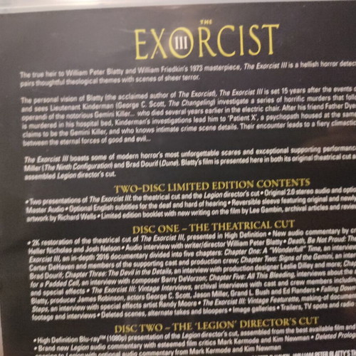 The Exorcist 3 III Legion Blu-Ray like new with English subtitles