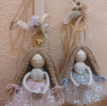 Scented candle with handmade macrame doll keychain new