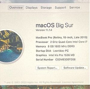 MacBook Pro 15” Late 2013 (250gb/8gb/i7)