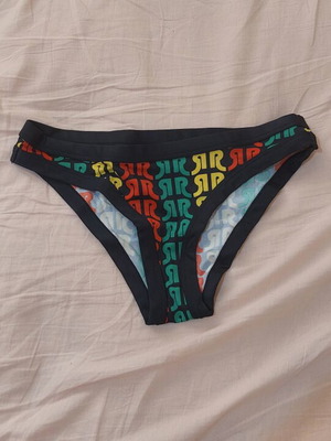 Bikini bottom like new with colorful monograms on black