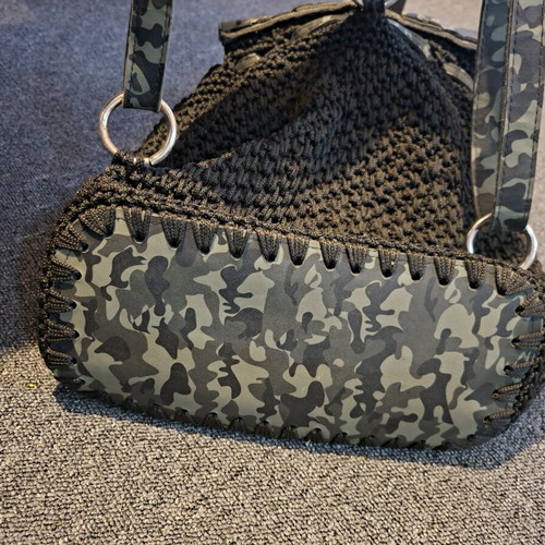 Knitted backpack like new with camo flap