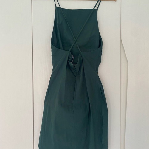 Zara linen dress dark green like new, size S