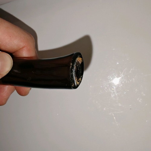 Wooden smoking pipe used, 14 cm length, with mouthpiece wear