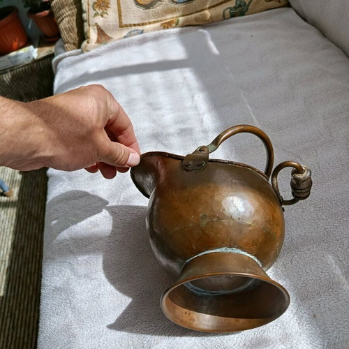 Copper pitcher large used with patina for decoration