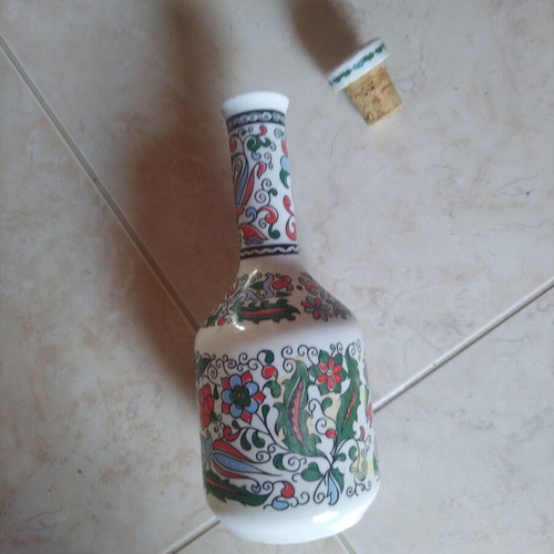 Metaxa Porcelain Carafe used, handmade Greek decorative bottle