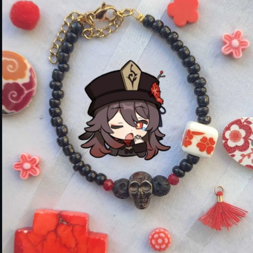 HuTao Inspired Handmade Bracelet Black Red