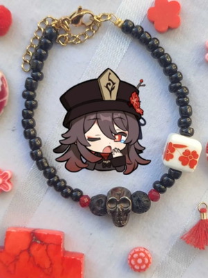 HuTao Inspired Handmade Bracelet Black Red