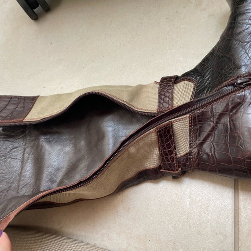 Prada brown crocodile pattern boots size 36 used, real leather
