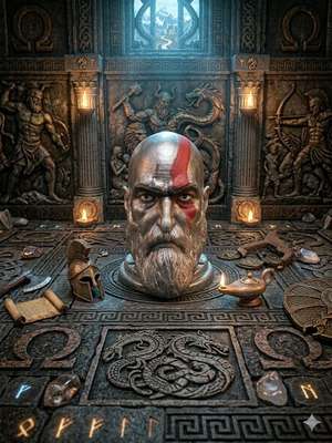 Kratos headset stand 3d printed hand-painted made to order