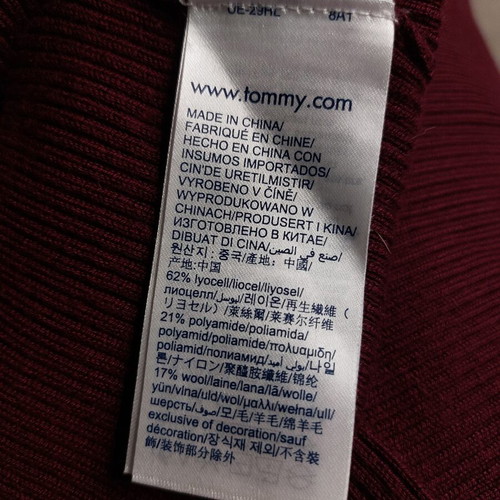 Tommy Hilfiger knitted turtleneck sweater, size S, burgundy
