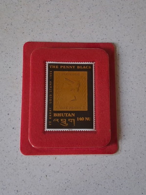 Gold Collectible Stamp 22K The Penny Black Bhutan 1996 new