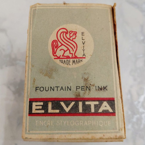 Elvita vintage glass ink bottle 1950s