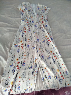 Floral jumpsuit, white multicolor, medium