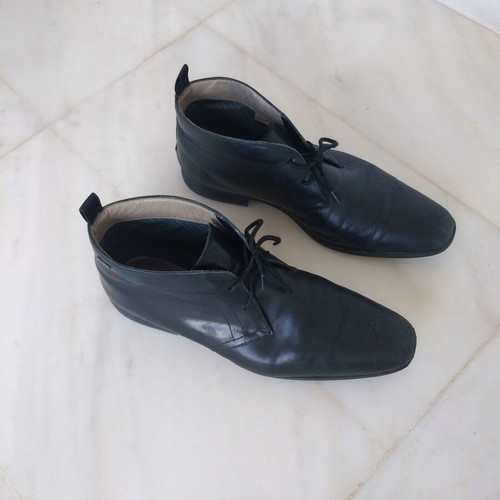 Men's black leather ankle boots like new, size 43.5 with gift slippers