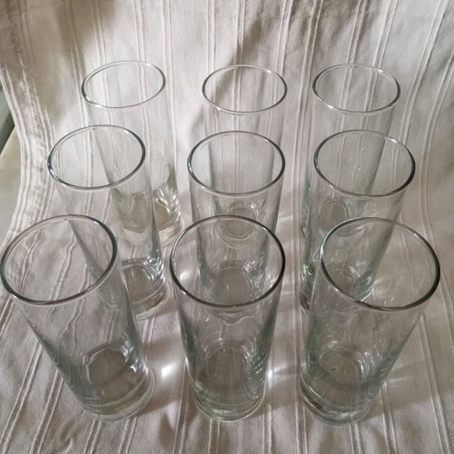 Set of 9 glass tube glasses like new for drinks