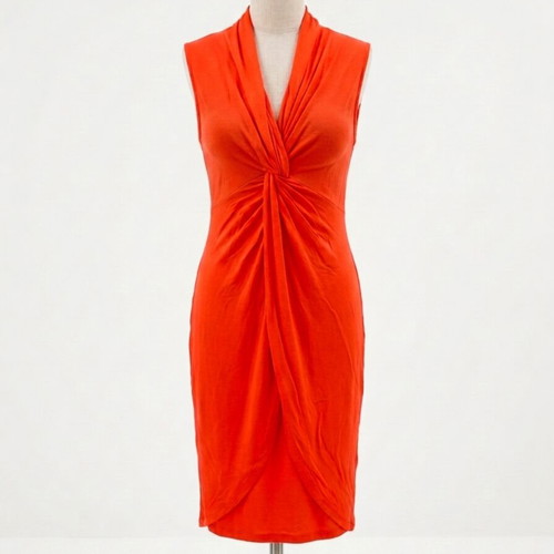Amisu sleeveless mini/midi dress with twist detail, orange coral, size 36