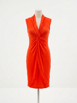 Amisu sleeveless mini/midi dress with twist detail, orange coral, size 36
