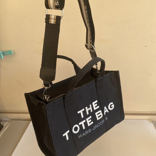 Marc Jacobs The Tote Bag Medium, black cotton canvas shoulder bag