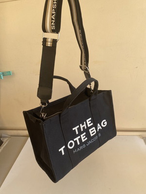 Marc Jacobs The Tote Bag Medium, black cotton canvas shoulder bag