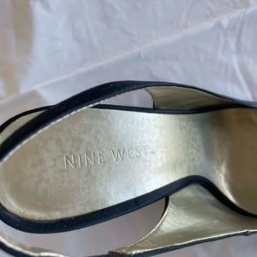 Nine West satin black high heel sandals used size 38
