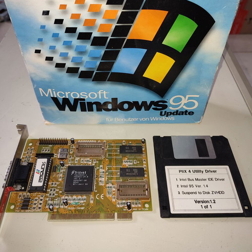Trident TGUI9440-1 PCI used graphics card with driver diskette