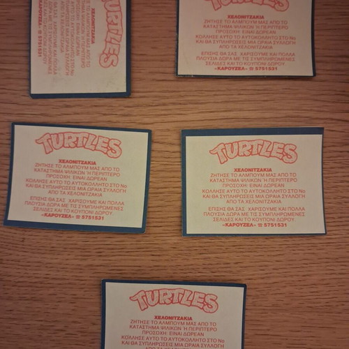 Teenage Mutant Ninja Turtles Carousel stickers like new, set of 5