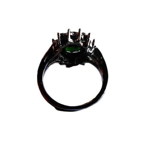 Ring with emerald and black rhodium plating new