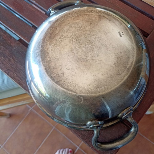Silver-plated brass serving dish used, Italian origin, late 19th century