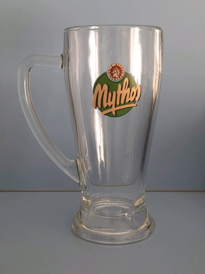 Συλλεκτικό ποτήρι μπύρας Mythos κρίκερ 500ml γυάλινο καινούργιο