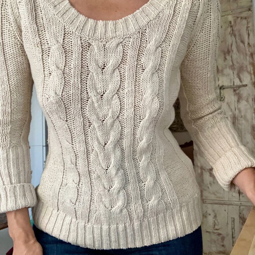 Massimo Dutti knitted sweater size M like new, beige, cotton linen