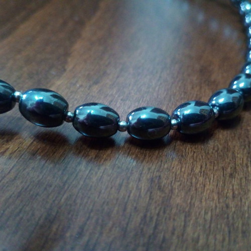 Necklace with hematite and silver elements used