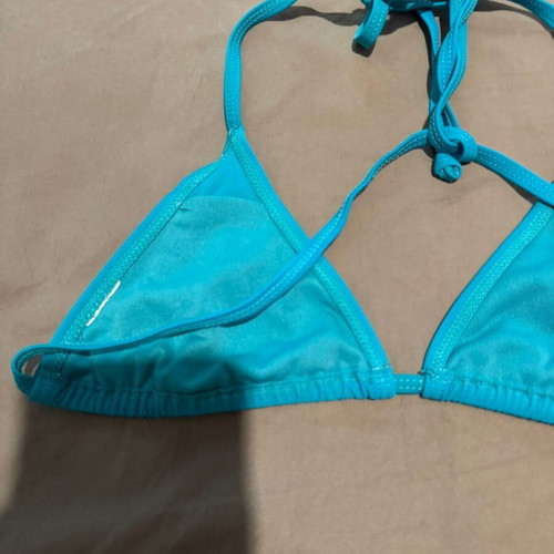 Bikini top triangle turquoise tied S-M like new