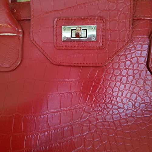 Red Croco Shoulder Bag used, faux leather with zipper