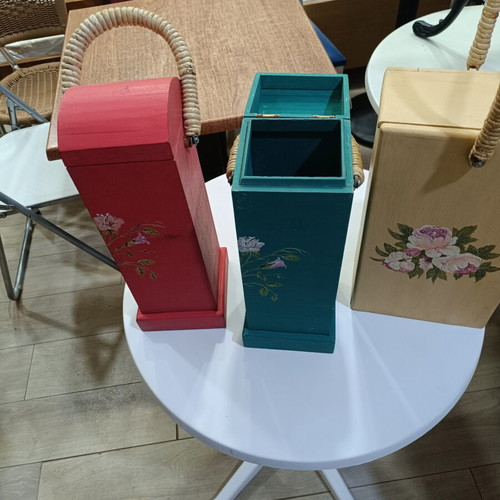 Wooden handmade wine storage boxes used, decorative