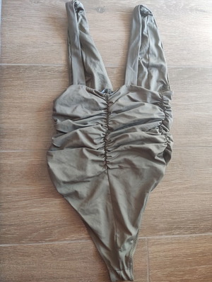 Zara one-piece swimsuit khaki high leg 80s used